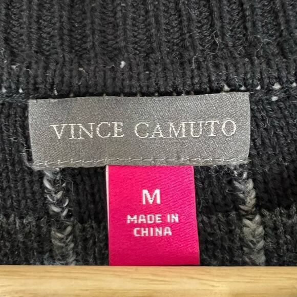 Vince Camuto Fuzzy Sweater Womens M Black White Textured Striped 90s Retro Y2K - Picture 7 of 7